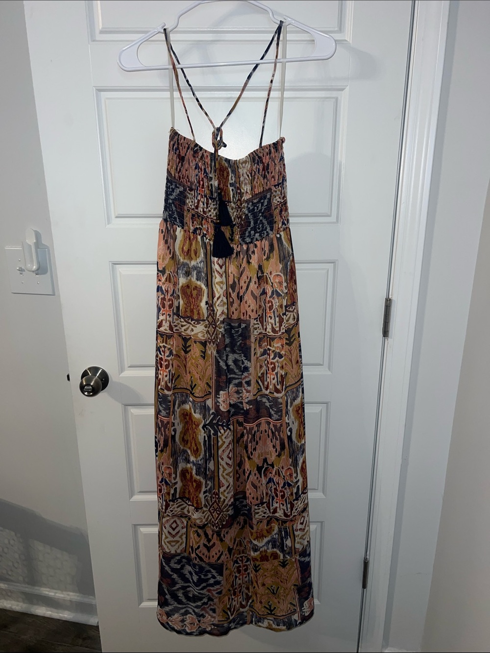 Kohl's Multicolor Boho Maxi Dress with Tassel Spaghetti Straps